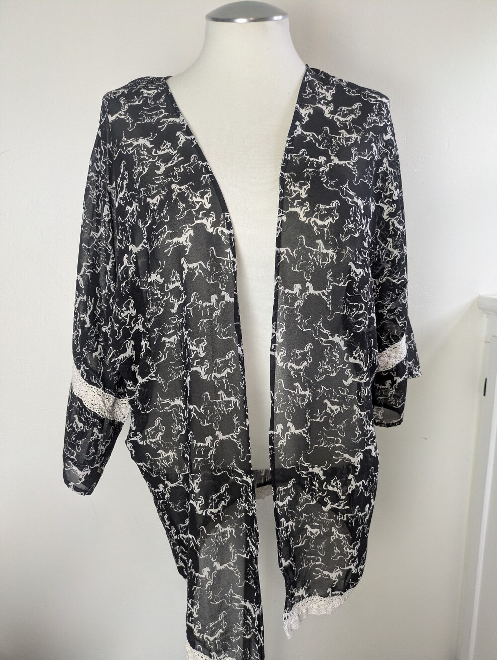 Swim Cover Horse Allover Print Western Black/White S/M